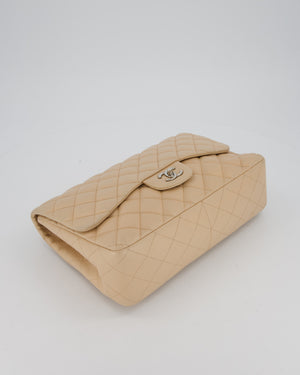 Chanel Beige Jumbo Classic Single Flap Bag in Lambskin Leather with Silver Hardware