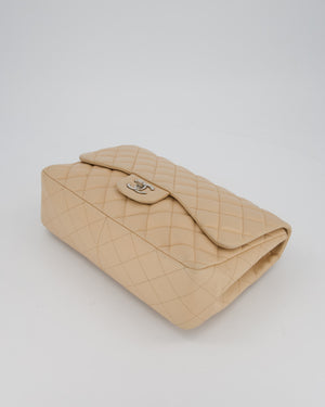 Chanel Beige Jumbo Classic Single Flap Bag in Lambskin Leather with Silver Hardware