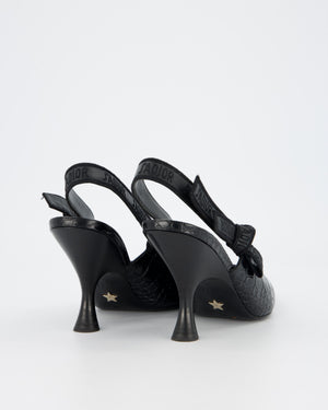 Christian Dior Black Croc Embossed Leather J'Adore Slingback Heels Size EU 38