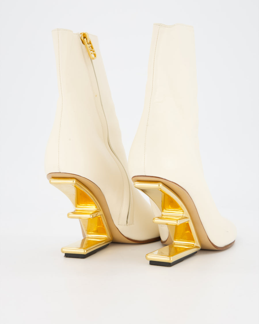 Fendi White First Leather Ankle Boots Size EU 38