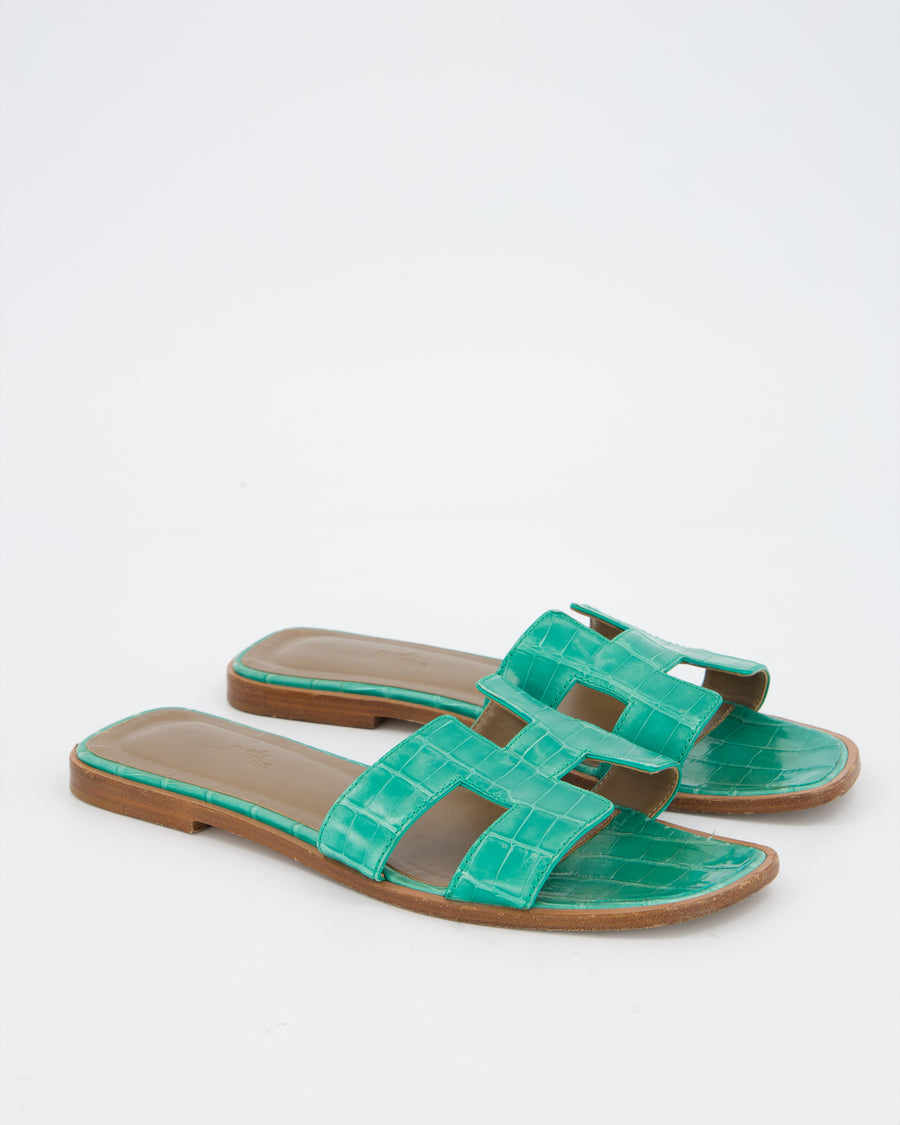 Hermès Oran in Vert Jade Mississippiensis Alligator Leather Size EU 38