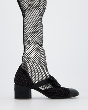 Chanel Black Diamante Bow CC Boots Size EU 38