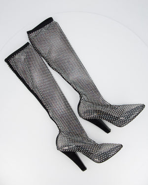 Saint Laurent Black Knee High Sequin Boots Size EU 38.5