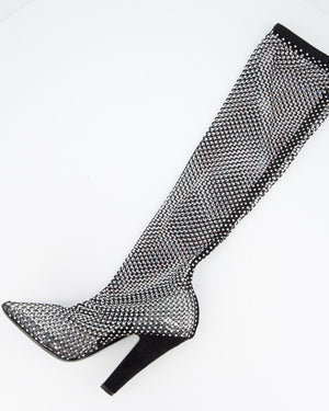 Saint Laurent Black Knee High Sequin Boots Size EU 38.5