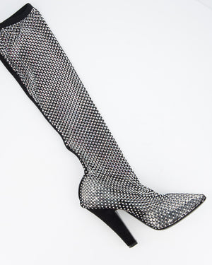 Saint Laurent Black Knee High Sequin Boots Size EU 38.5