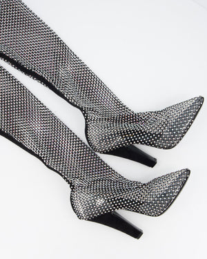 Saint Laurent Black Knee High Sequin Boots Size EU 38.5