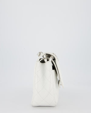 Chanel Jumbo Classic Double Flap Bag in White Caviar Leather with Silver Hardware