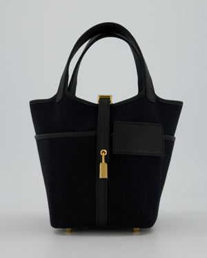 *ULTRA RARE* Hermes Picotin Cargo 18cm Bag in Black Toile Goeland Canvas with Gold Hardware