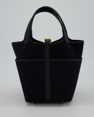 *ULTRA RARE* Hermes Picotin Cargo 18cm Bag in Black Toile Goeland Canvas with Gold Hardware
