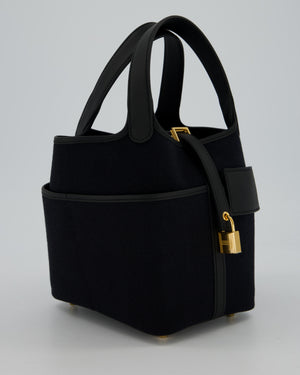 *ULTRA RARE* Hermes Picotin Cargo 18cm Bag in Black Toile Goeland Canvas with Gold Hardware