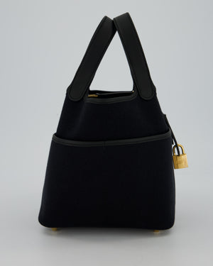 *ULTRA RARE* Hermes Picotin Cargo 18cm Bag in Black Toile Goeland Canvas with Gold Hardware