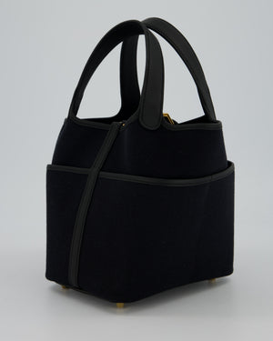 *ULTRA RARE* Hermes Picotin Cargo 18cm Bag in Black Toile Goeland Canvas with Gold Hardware