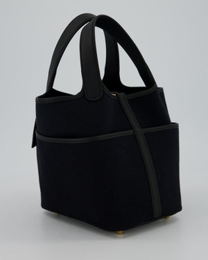 *ULTRA RARE* Hermes Picotin Cargo 18cm Bag in Black Toile Goeland Canvas with Gold Hardware