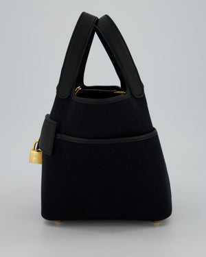 *ULTRA RARE* Hermes Picotin Cargo 18cm Bag in Black Toile Goeland Canvas with Gold Hardware