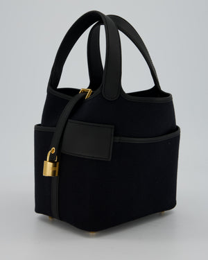 *ULTRA RARE* Hermes Picotin Cargo 18cm Bag in Black Toile Goeland Canvas with Gold Hardware