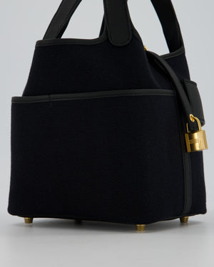 *ULTRA RARE* Hermes Picotin Cargo 18cm Bag in Black Toile Goeland Canvas with Gold Hardware