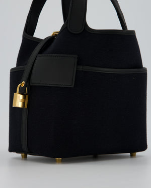 *ULTRA RARE* Hermes Picotin Cargo 18cm Bag in Black Toile Goeland Canvas with Gold Hardware