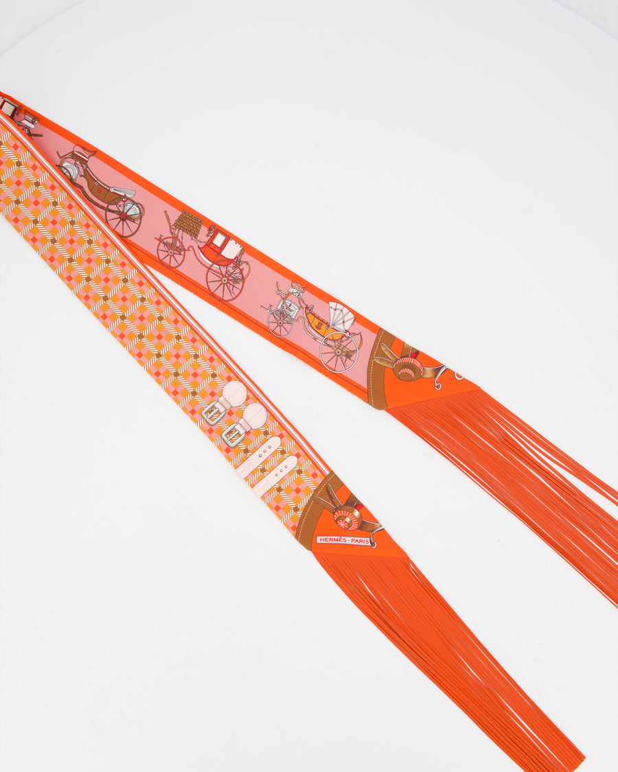 Hermès Les Voitures Nouvelles Leather Fringes Twilly