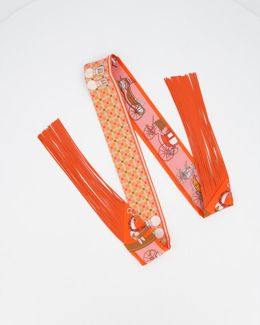 Hermès Les Voitures Nouvelles Leather Fringes Twilly