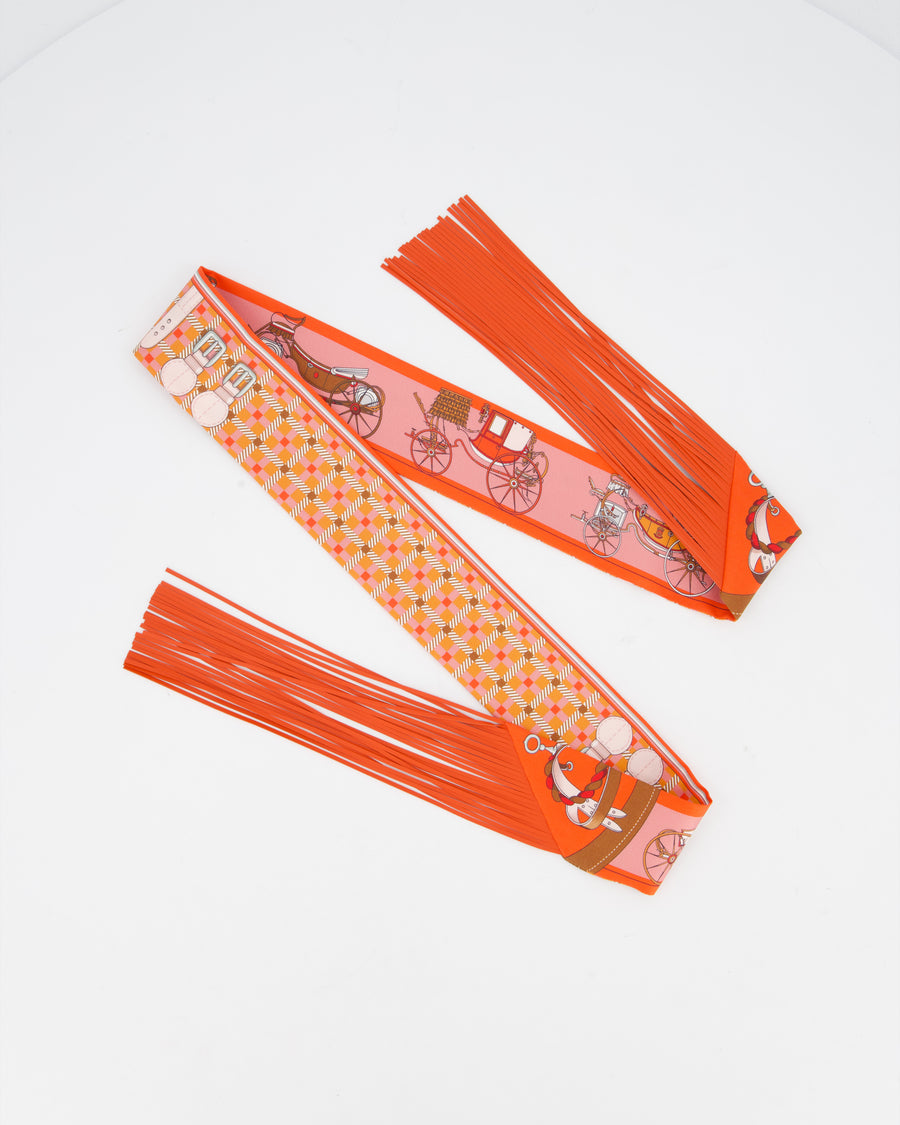 Hermès Les Voitures Nouvelles Leather Fringes Twilly