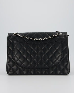 Chanel Maxi Classic Double Flap Bag in Black Caviar Leather with Silver Hardware