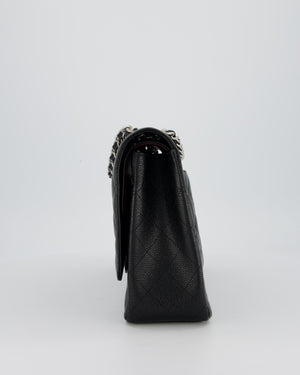 Chanel Maxi Classic Double Flap Bag in Black Caviar Leather with Silver Hardware