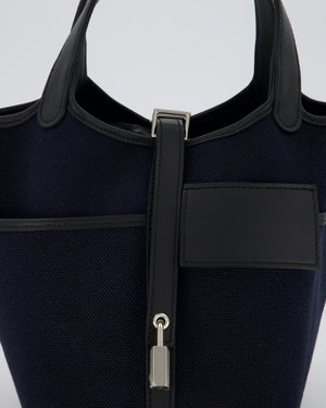 Hermès Picotin Cargo 18cm Bag in Bleu Marine Toile Goeland Canvas with Palladium Hardware