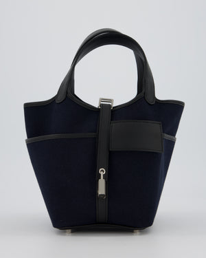Hermès Picotin Cargo 18cm Bag in Bleu Marine Toile Goeland Canvas with Palladium Hardware