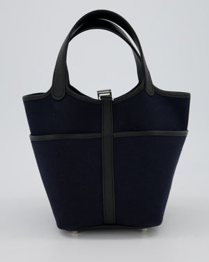 Hermès Picotin Cargo 18cm Bag in Bleu Marine Toile Goeland Canvas with Palladium Hardware