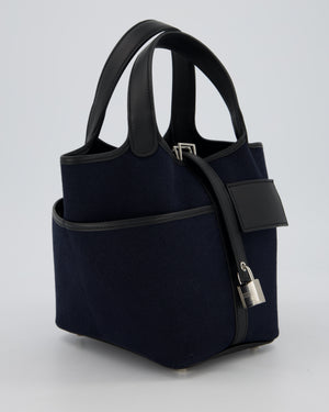 Hermès Picotin Cargo 18cm Bag in Bleu Marine Toile Goeland Canvas with Palladium Hardware