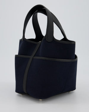 Hermès Picotin Cargo 18cm Bag in Bleu Marine Toile Goeland Canvas with Palladium Hardware