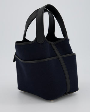 Hermès Picotin Cargo 18cm Bag in Bleu Marine Toile Goeland Canvas with Palladium Hardware