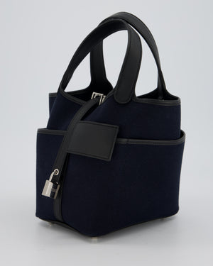 Hermès Picotin Cargo 18cm Bag in Bleu Marine Toile Goeland Canvas with Palladium Hardware