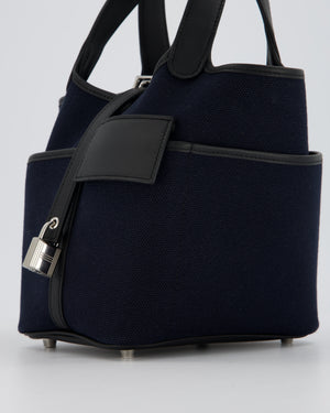 Hermès Picotin Cargo 18cm Bag in Bleu Marine Toile Goeland Canvas with Palladium Hardware