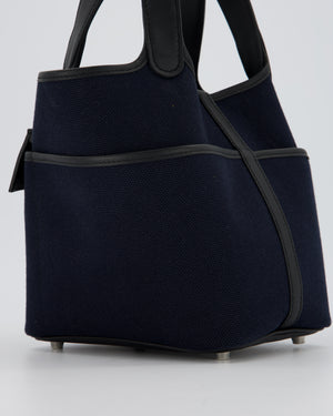 Hermès Picotin Cargo 18cm Bag in Bleu Marine Toile Goeland Canvas with Palladium Hardware