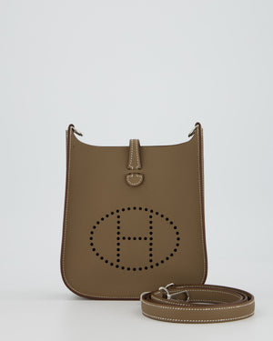 Hermès Mini Evelyne Sellier Bag in Etoupe Epsom Leather with Palladium Hardware