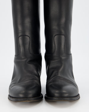 Hermès Black Jumping Knee High Boots Size EU 38.5