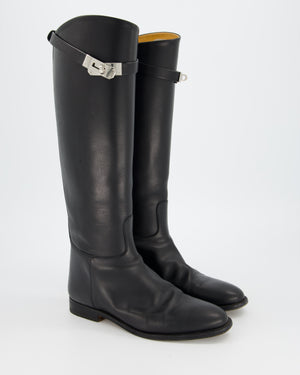Hermès Black Jumping Knee High Boots Size EU 38.5