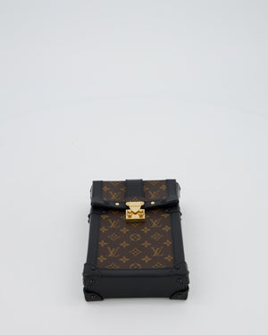 Louis Vuitton Brown Vertical Trunk Bag in Monogram Canvas and Black Calfskin Leather with Gold Hardware