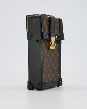 Louis Vuitton Brown Vertical Trunk Bag in Monogram Canvas and Black Calfskin Leather with Gold Hardware