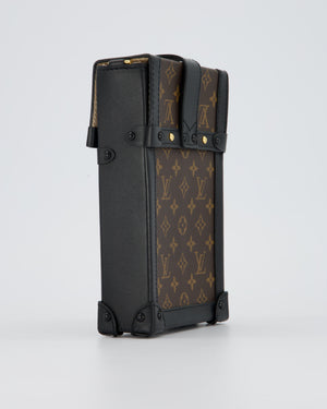 Louis Vuitton Brown Vertical Trunk Bag in Monogram Canvas and Black Calfskin Leather with Gold Hardware