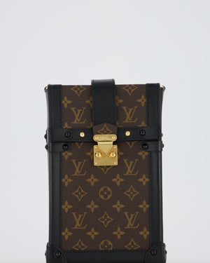 Louis Vuitton Brown Vertical Trunk Bag in Monogram Canvas and Black Calfskin Leather with Gold Hardware