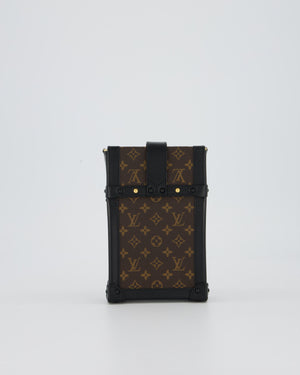Louis Vuitton Brown Vertical Trunk Bag in Monogram Canvas and Black Calfskin Leather with Gold Hardware