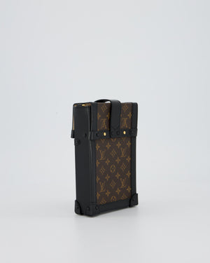 Louis Vuitton Brown Vertical Trunk Bag in Monogram Canvas and Black Calfskin Leather with Gold Hardware
