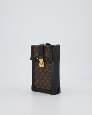 Louis Vuitton Brown Vertical Trunk Bag in Monogram Canvas and Black Calfskin Leather with Gold Hardware