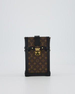 Louis Vuitton Brown Vertical Trunk Bag in Monogram Canvas and Black Calfskin Leather with Gold Hardware