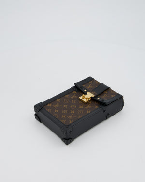 Louis Vuitton Brown Vertical Trunk Bag in Monogram Canvas and Black Calfskin Leather with Gold Hardware