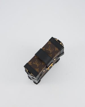 Louis Vuitton Brown Vertical Trunk Bag in Monogram Canvas and Black Calfskin Leather with Gold Hardware