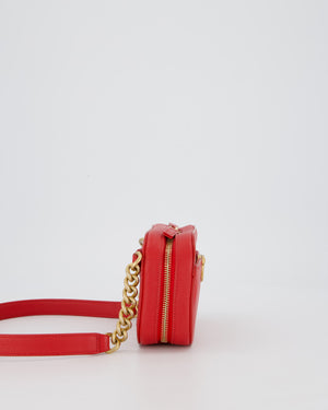 Chanel Red Quilted CC Waist Bag in Caviar Leather and Brushed Gold Hardware