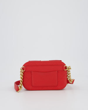 Chanel Red Quilted CC Waist Bag in Caviar Leather and Brushed Gold Hardware